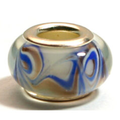 Pandora style lampwork glass bead - 13x9mm large hole w/silver plated core
