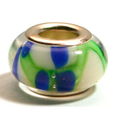 Pandora style lampwork glass bead - 13x9mm large hole w/silver plated core