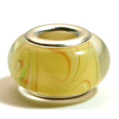 Pandora style lampwork glass bead - 13x9mm large hole w/silver plated core