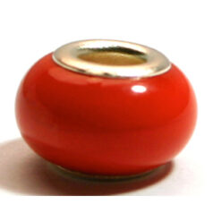 Pandora style lampwork glass bead - 13x9mm large hole w/silver plated core