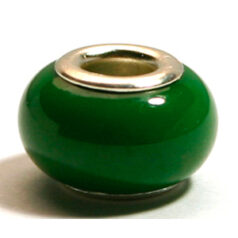 Pandora style lampwork glass bead - 13x9mm large hole w/silver plated core