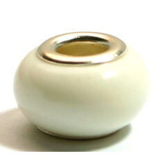 Pandora style lampwork glass bead - 13x9mm large hole w/silver plated core