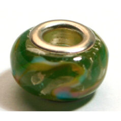 Pandora style lampwork glass bead - 13x9mm large hole w/silver plated core