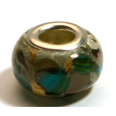 Pandora style lampwork glass bead - 13x9mm large hole w/silver plated core