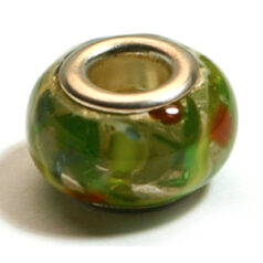 Pandora style lampwork glass bead - 13x9mm large hole w/silver plated core