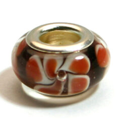 Pandora style lampwork glass bead - 13x9mm large hole w/silver plated core