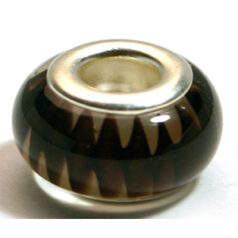 Pandora style lampwork glass bead - 13x9mm large hole w/silver plated core