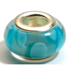 Pandora style lampwork glass bead - 13x9mm large hole w/silver plated core