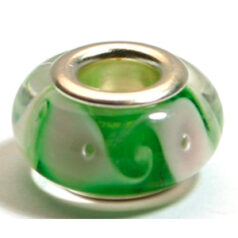 Pandora style lampwork glass bead - 13x9mm large hole w/silver plated core