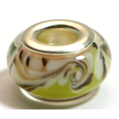 Pandora style lampwork glass bead - 13x9mm large hole w/silver plated core