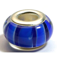 Pandora style lampwork glass bead - 13x9mm large hole w/silver plated core