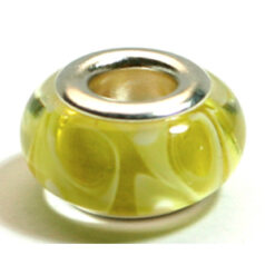 Pandora style lampwork glass bead - 13x9mm large hole w/silver plated core