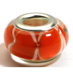 Pandora style lampwork glass bead - 13x9mm large hole w/silver plated core