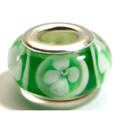 Pandora style lampwork glass bead - 13x9mm large hole w/silver plated core