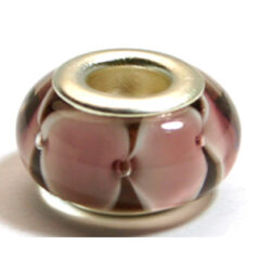 Pandora style lampwork glass bead - 13x9mm large hole w/silver plated core