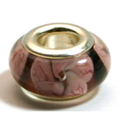 Pandora style lampwork glass bead - 13x9mm large hole w/silver plated core