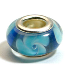 Pandora style lampwork glass bead - 13x9mm large hole w/silver plated core