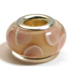 Pandora style lampwork glass bead - 13x9mm large hole w/silver plated core
