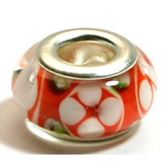 Pandora style lampwork glass bead - 13x9mm large hole w/silver plated core