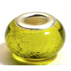 Pandora style lampwork glass bead - 13x9mm large hole w/silver plated core