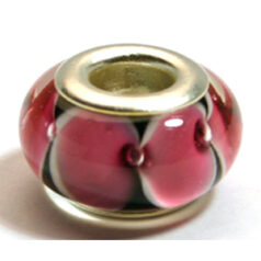 Pandora style lampwork glass bead - 13x9mm large hole w/silver plated core