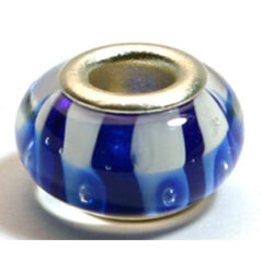 Pandora style lampwork glass bead - 13x9mm large hole w/silver plated core