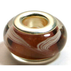 Pandora style lampwork glass bead - 13x9mm large hole w/silver plated core
