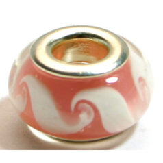 Pandora style lampwork glass bead - 13x9mm large hole w/silver plated core