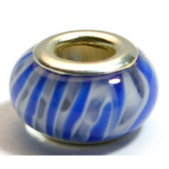 Pandora style lampwork glass bead - 13x9mm large hole w/silver plated core