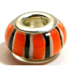 Pandora style lampwork glass bead - 13x9mm large hole w/silver plated core