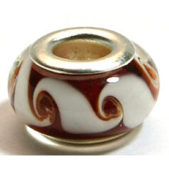 Pandora style lampwork glass bead - 13x9mm large hole w/silver plated core