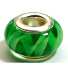 Pandora style lampwork glass bead - 13x9mm large hole w/silver plated core