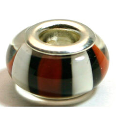 Pandora style lampwork glass bead - 13x9mm large hole w/silver plated core