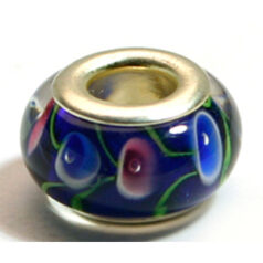 Pandora style lampwork glass bead - 13x9mm large hole w/silver plated core
