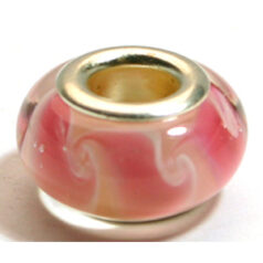 Pandora style lampwork glass bead - 13x9mm large hole w/silver plated core