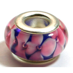 Pandora style lampwork glass bead - 13x9mm large hole w/silver plated core