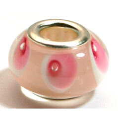 Pandora style lampwork glass bead - 13x9mm large hole w/silver plated core