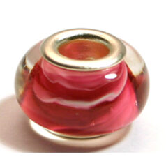 Pandora style lampwork glass bead - 13x9mm large hole w/silver plated core
