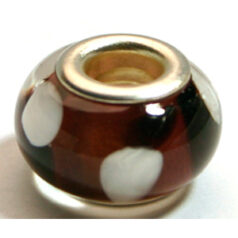 Pandora style lampwork glass bead - 13x9mm large hole w/silver plated core