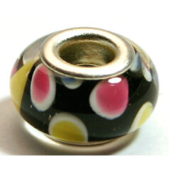 Pandora style lampwork glass bead - 13x9mm large hole w/silver plated core