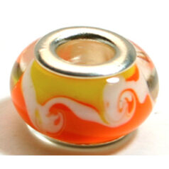 Pandora style lampwork glass bead - 13x9mm large hole w/silver plated core
