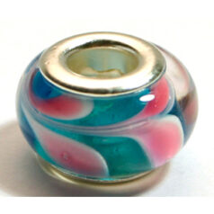 Pandora style lampwork glass bead - 13x9mm large hole w/silver plated core