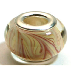 Pandora style lampwork glass bead - 13x9mm large hole w/silver plated core