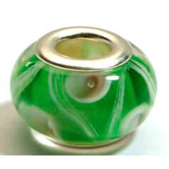 Pandora style lampwork glass bead - 13x9mm large hole w/silver plated core