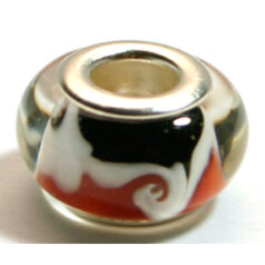 Pandora style lampwork glass bead - 13x9mm large hole w/silver plated core