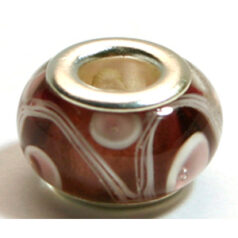Pandora style lampwork glass bead - 13x9mm large hole w/silver plated core