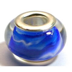 Pandora style lampwork glass bead - 13x9mm large hole w/silver plated core