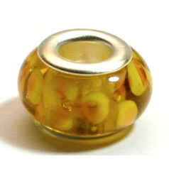 Pandora style lampwork glass bead - 13x9mm large hole w/silver plated core