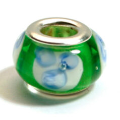 Pandora style lampwork glass bead - 13x9mm large hole w/silver plated core