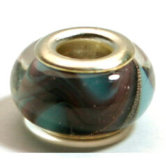 Pandora style lampwork glass bead - 13x9mm large hole w/silver plated core